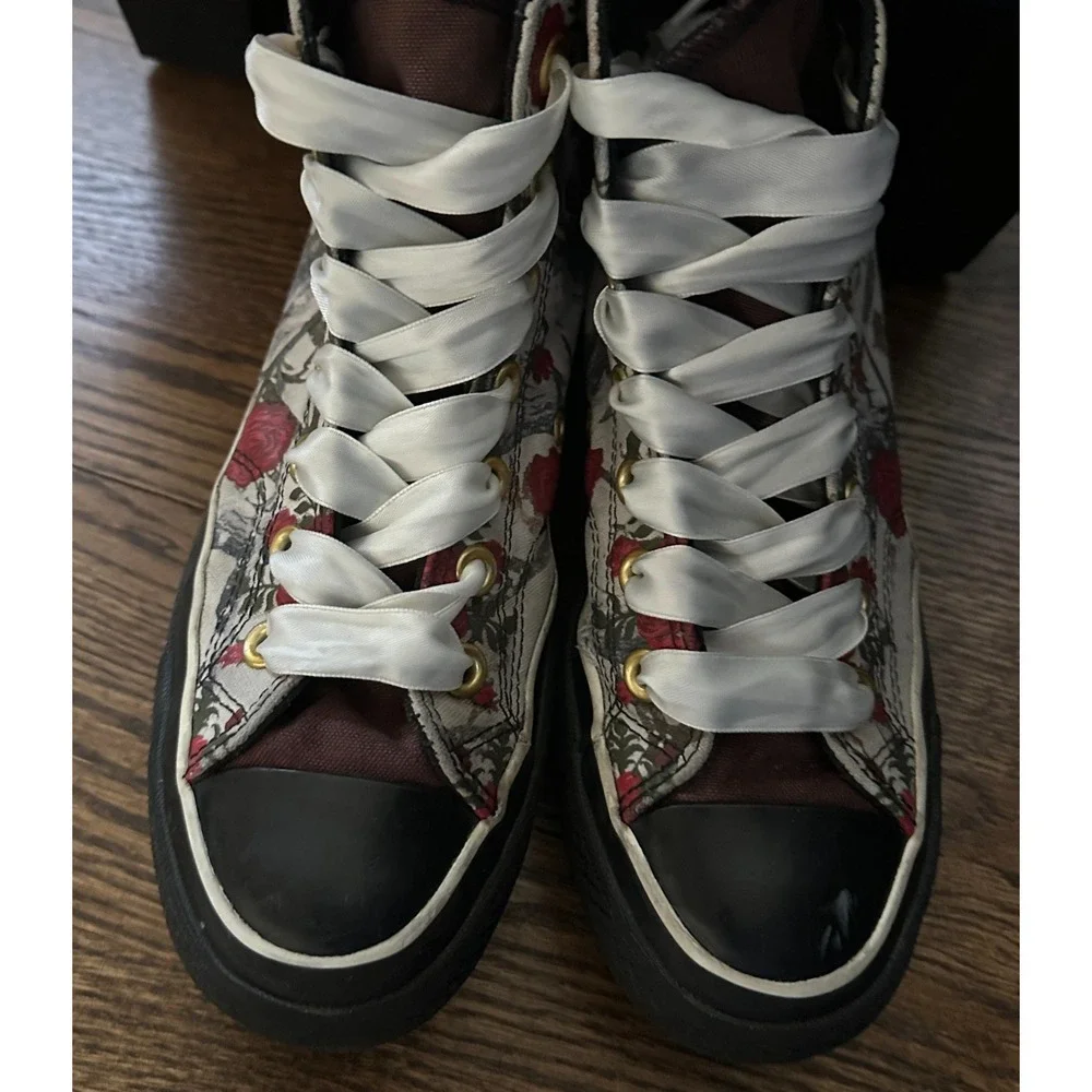 Converse Custom By You Lugged Platform High Top Camo Roses Barbed Wire Sz 7